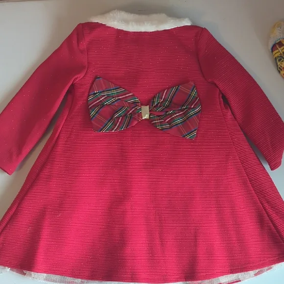 Girls' Red Coat with Faux Fur Collar - Picture 4 of 5